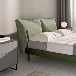 Wooden Double Bed with Headboard with Pillows - Brigitta