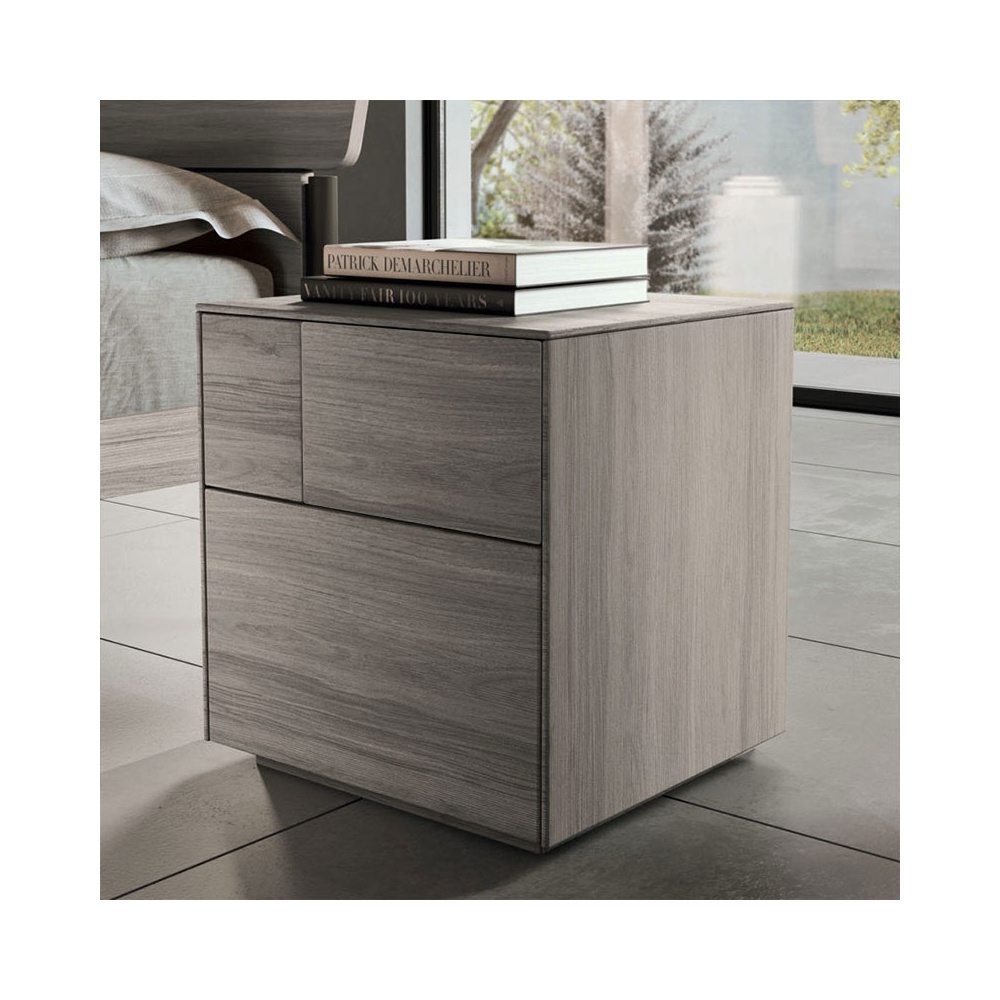 Wooden Bedside Table with Design Drawers - Klee