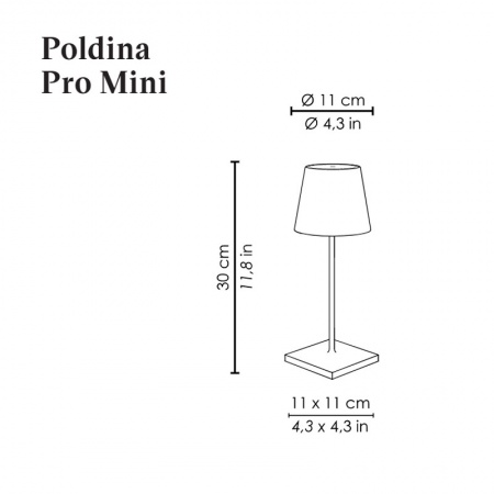 Poldina lampada Zafferano Pro Mini LED ricaricabile