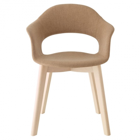 Fabric Upholstered Wooden Chair - Natural Lady B Pop