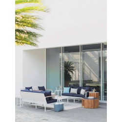 Outdoor sofa in aluminium and teak - Qubik