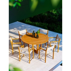 Outdoor Round Dining Table in Wood - Desert