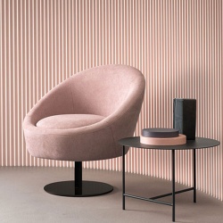 Round Swivel Armchair in Fabric - Bubble