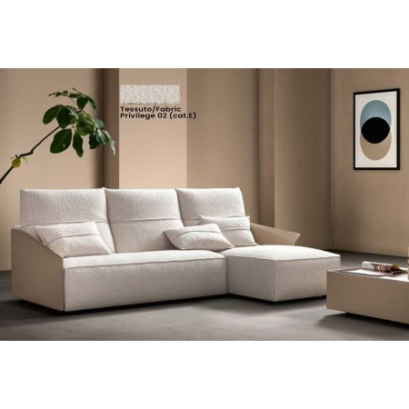 Samoa Sofa with Chaise and leather armrests - Deep Vibe Hit