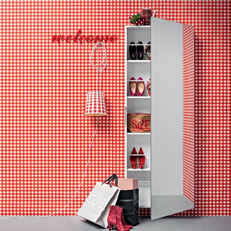 Design Shoe Rack with Mirror - Welcome