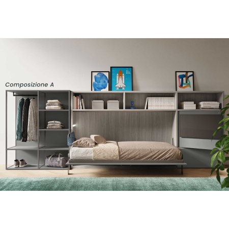 Transformable Space-Saving Wall with Bed