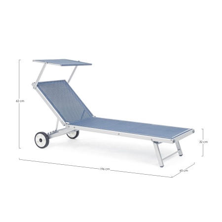 Sunlounger with wheels blue measures