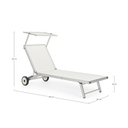Sunlounger with wheels measures