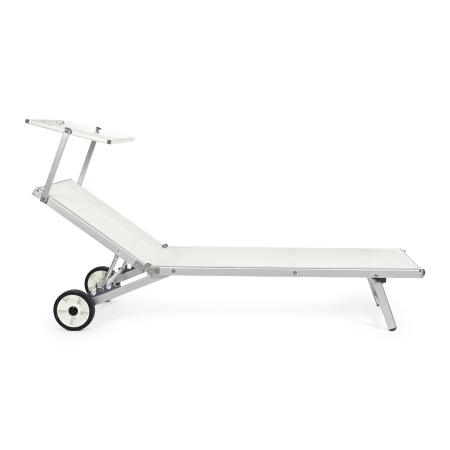 Sunlounger with wheels white