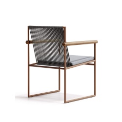 Outdoor Wooden Chair with Armrests - Pipe