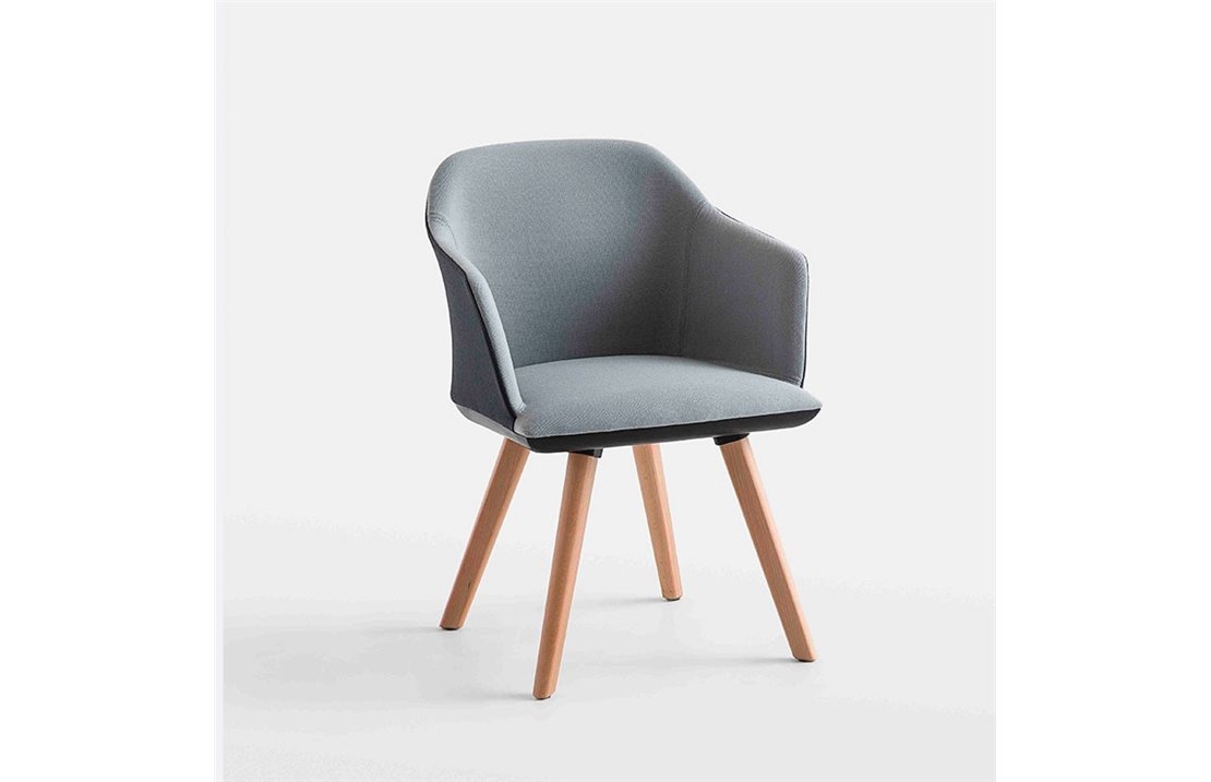 Upholstered chair with wooden legs - Manaa