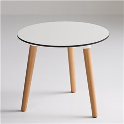 Round low wooden legs coffee table - Stefano