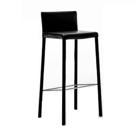 Leather stool woven backrest - Agata