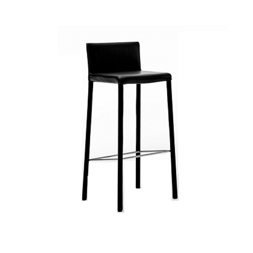 Leather stool woven backrest - Agata