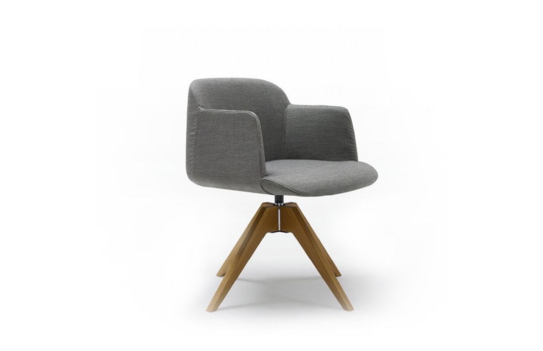 Swivel chair with wooden base - Deep