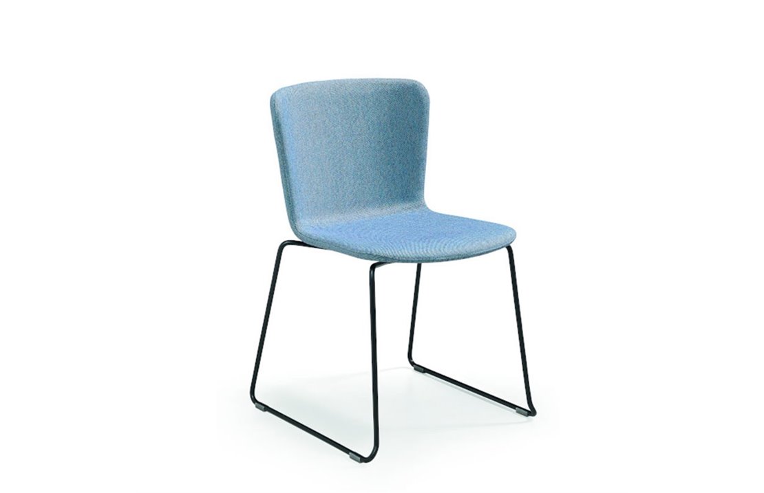 Upholstered chair with sled legs - Calla
