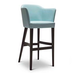 Solid Wood Stool with Backrest - Truman