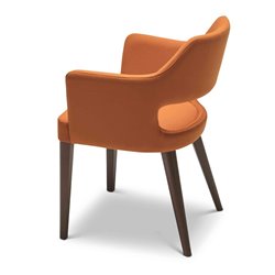 Wood Restaurant Chair with Backrest and Armrests - Emily