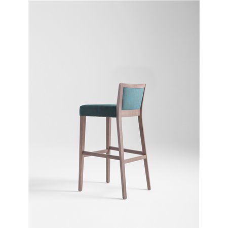 High Wooden Bar Stool with Fabric Cushion Seat - Moma Soft
