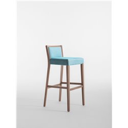High Wooden Bar Stool with Fabric Cushion Seat - Moma Soft