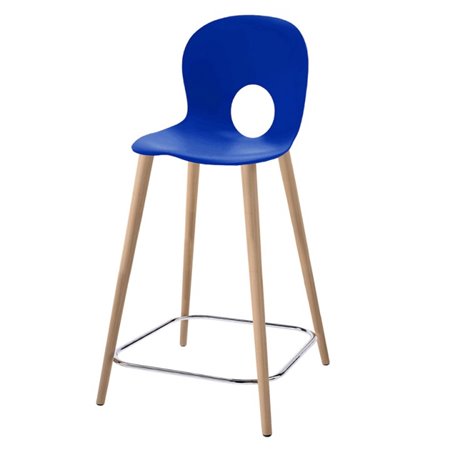 Stool with Wooden Legs - Olivia Wood