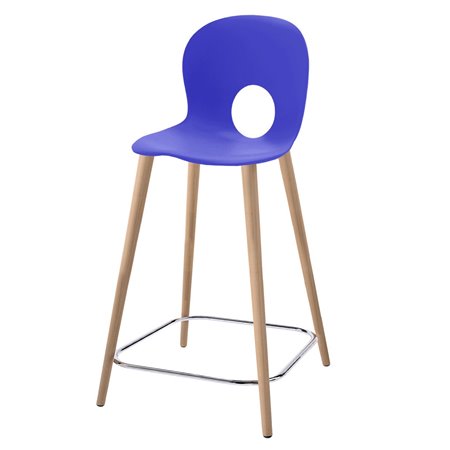 Stool with Wooden Legs - Olivia Wood
