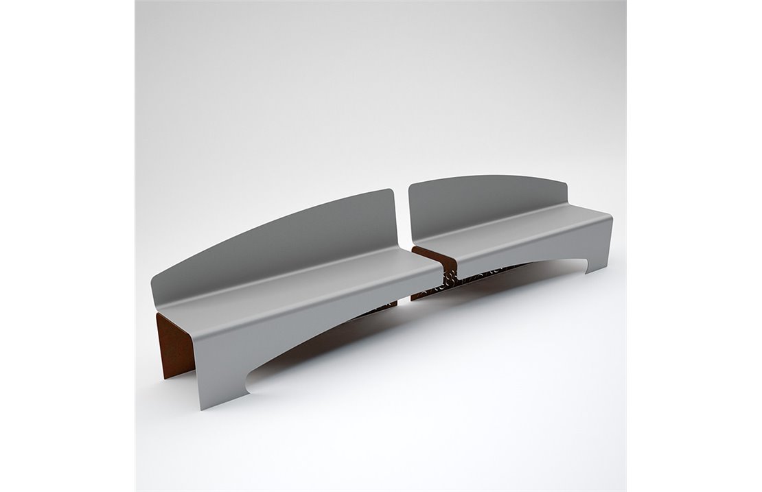 Painted-Steel Bench with Backrest - Eclisse