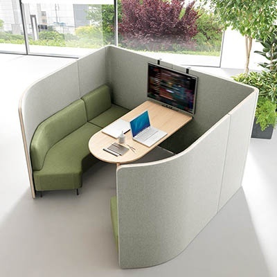 Acousting meeting cubicles in fabric