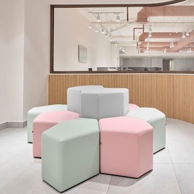 Pouf and Benches for Waiting Room